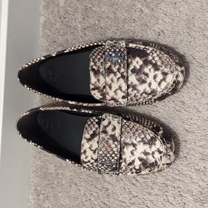 New! Tory Burch snake print loafers